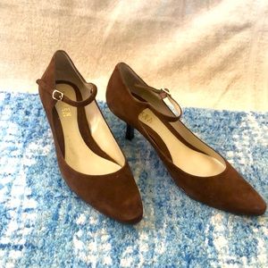 Ralph Lauren Ethel Dark Saddle Suede Pump with Box